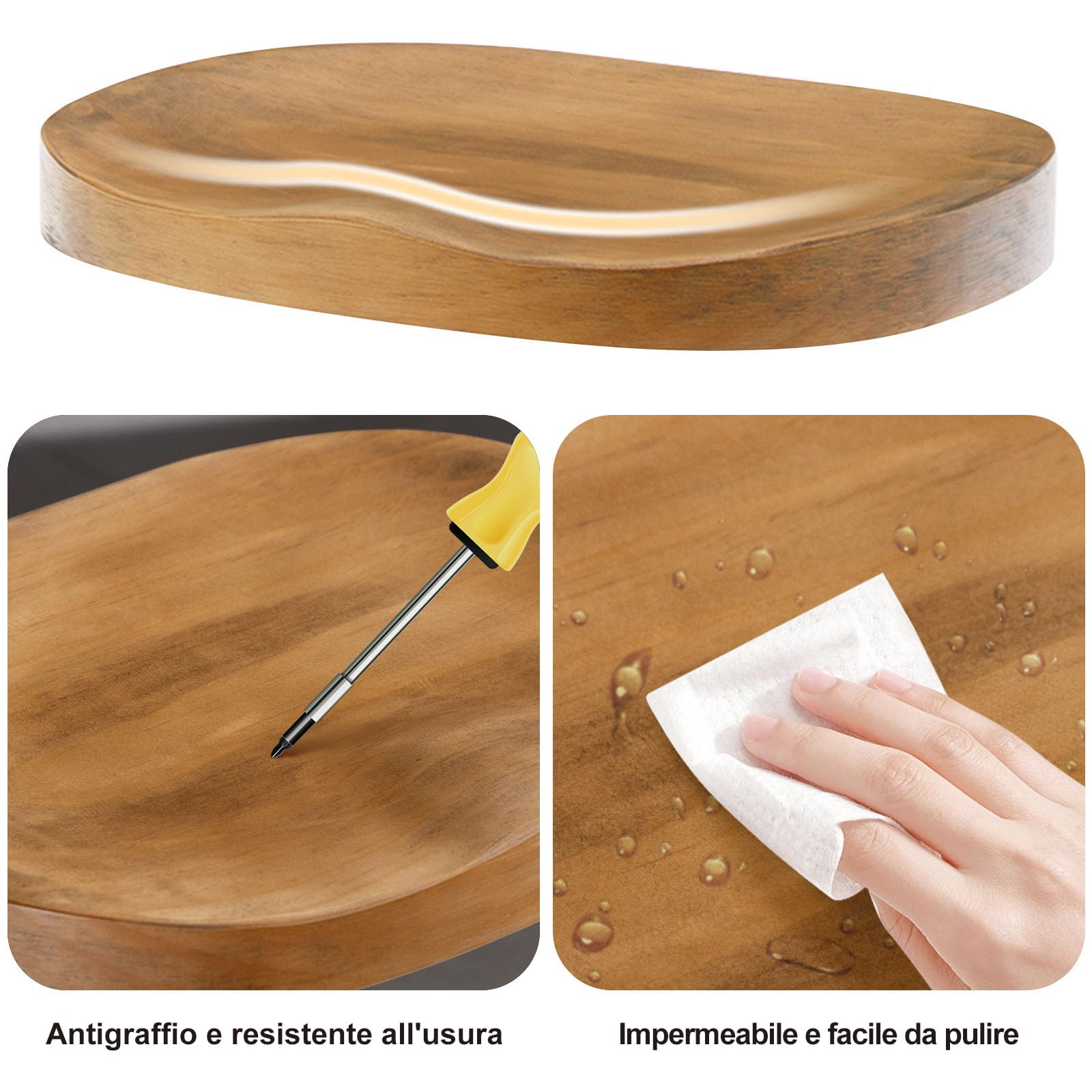 WOLTU Sgabelli Cucina Set 2, Regolabile, Legno Massiccio, Legno Scuro | Sgabello Bar a Sella, Altezza Regolabile 60-81cm, Girevoli a 360°, con Poggiapiedi, per Colazione, penisola cucina