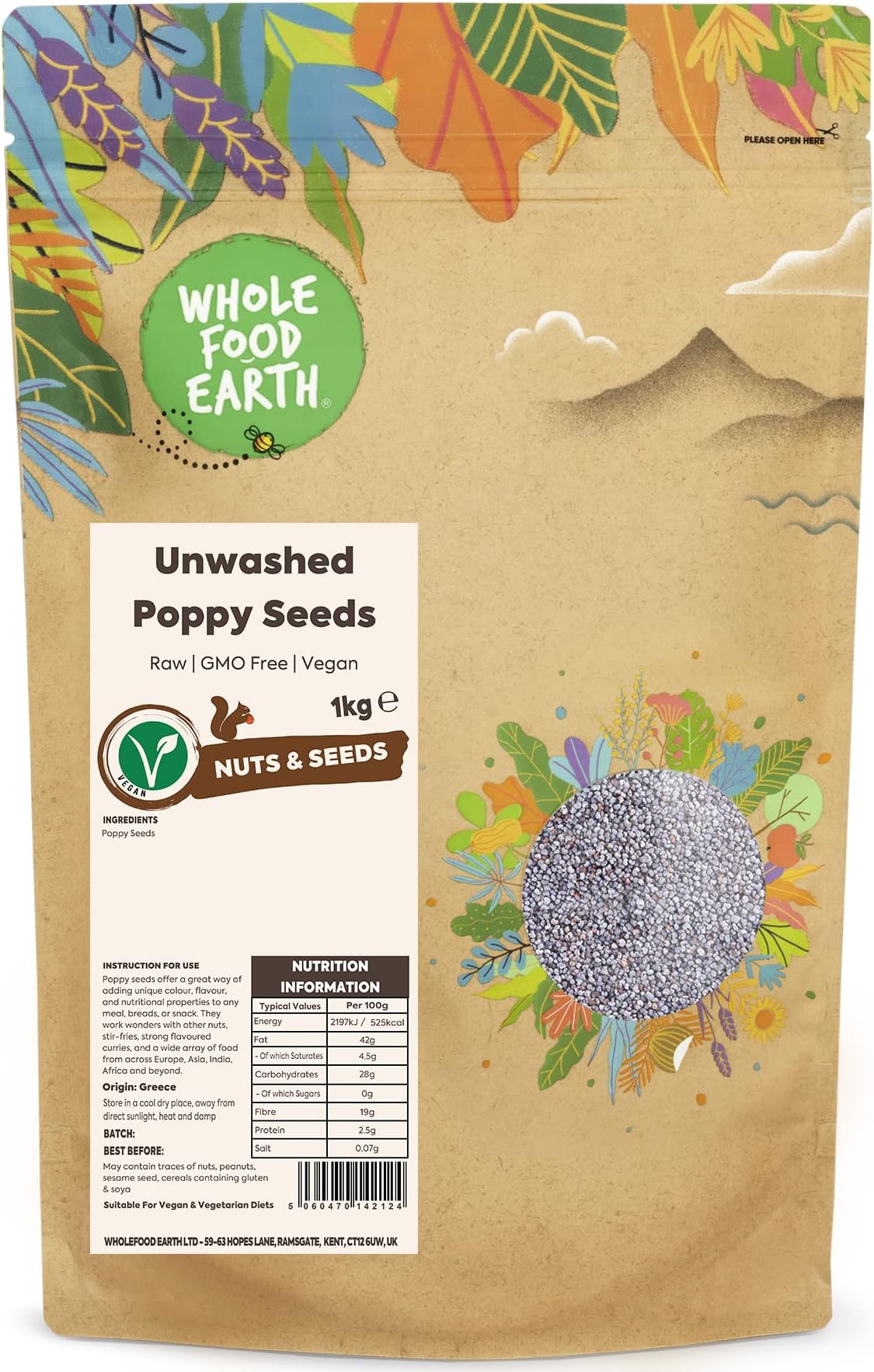 Wholefood Earth - Unwashed Poppy Seeds, 1 kg