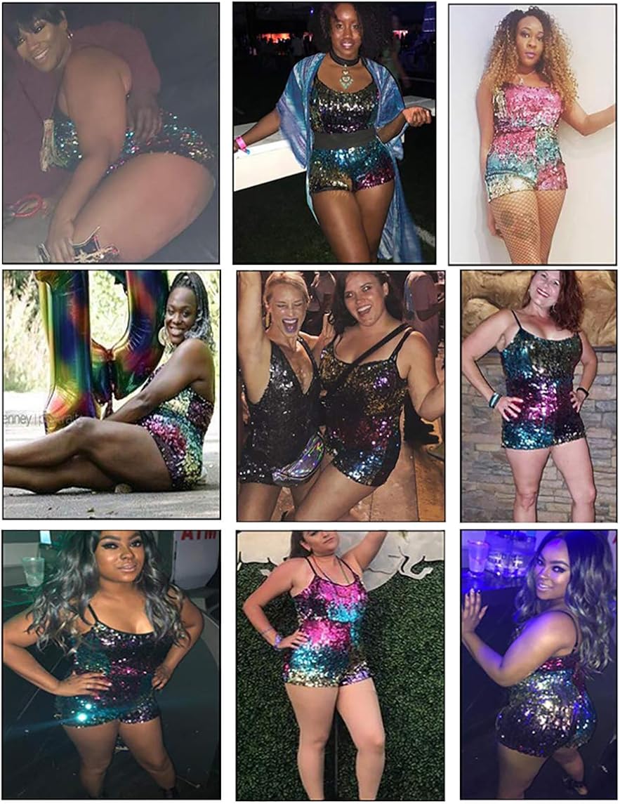 Flash Deals - 60% OFF RARITYUS Fashion Women Sexy Backless Deep Glitter Crewneck Sleeveless Short Jumpsuit Sequins Party Club Rompers (Jumpsuit1, Medium) Best Quality 🔥 RARITYUS Fashion Women Sexy Backless Deep Glitter Crewneck Sleeveless Short Jumpsuit Sequins Party Club Rompers (Jumpsuit1, Medium)