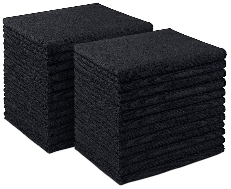 AIDEA Panos de Microfibra para Limpeza Automotiva, 24 unidades, 40,6 x 30,5 cm, Pretos