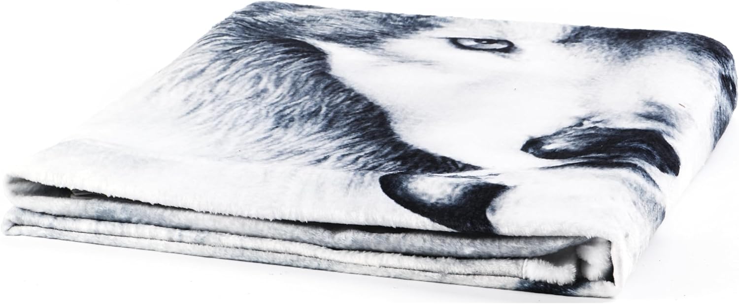 Gray Wolf Comfort Warmth Soft Cozy Air Conditioning Machine Wash Black and White Rose Skull Sherpa Fleece Blanket (Throw 60"x80") (Gray Wolf, L) - Image 4