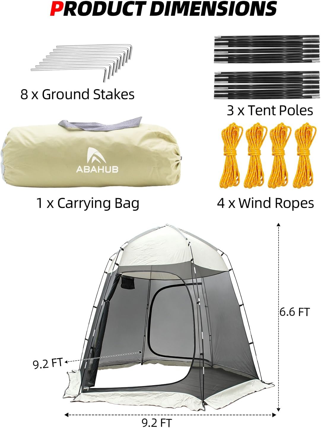 Abahub Screen House Tent for 4 Person, 9.2x9.2x6.6 ft, Portable Screen Room Gazebo, Manual Setup Mosquito Tent Canopy, Camping Backyard Patio, Breathable High-Density Mesh, Full Enclosure Protection