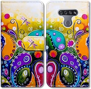 Bcov LG K51 Case,LG Reflect (LM-K500) Case, Colorful Dragonfly Leather Flip Case Wallet Cover with Card Slot Holder Kickstand for LG K51/LG Q51