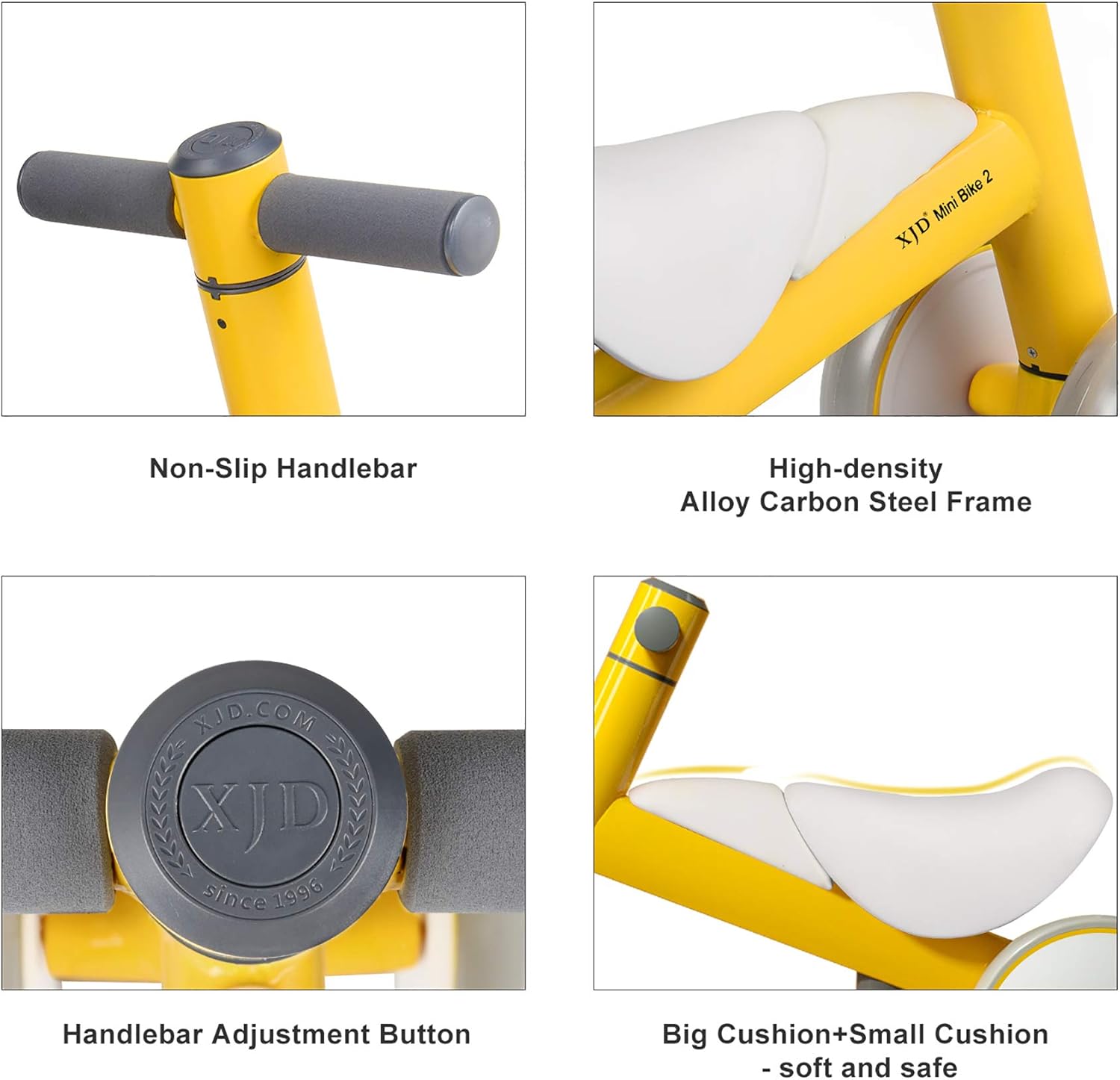 XJD Baby Balance Bikes Baby Toys for 1 Year Old Boy Girl 12-36 Months Adjustable Height Toddler Bike Infant No Pedal 4 Wheels Bicycle First Birthday Gift Children Walker, Yellow : Toys & Games