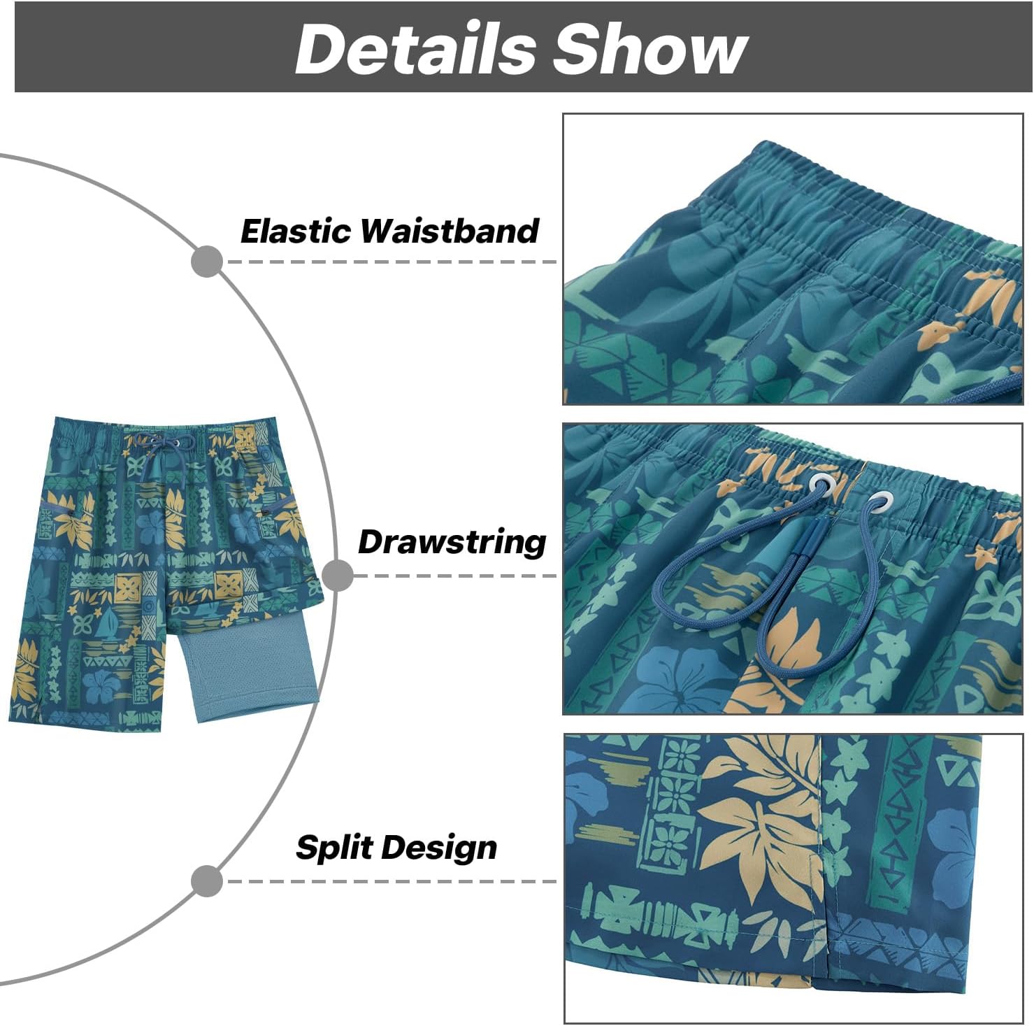 APTRO 2 in 1 Men's Swim Trunks 9" with Zipper Pockets Bathing Suit Built-in Board Shorts Swimwear Long Shorts