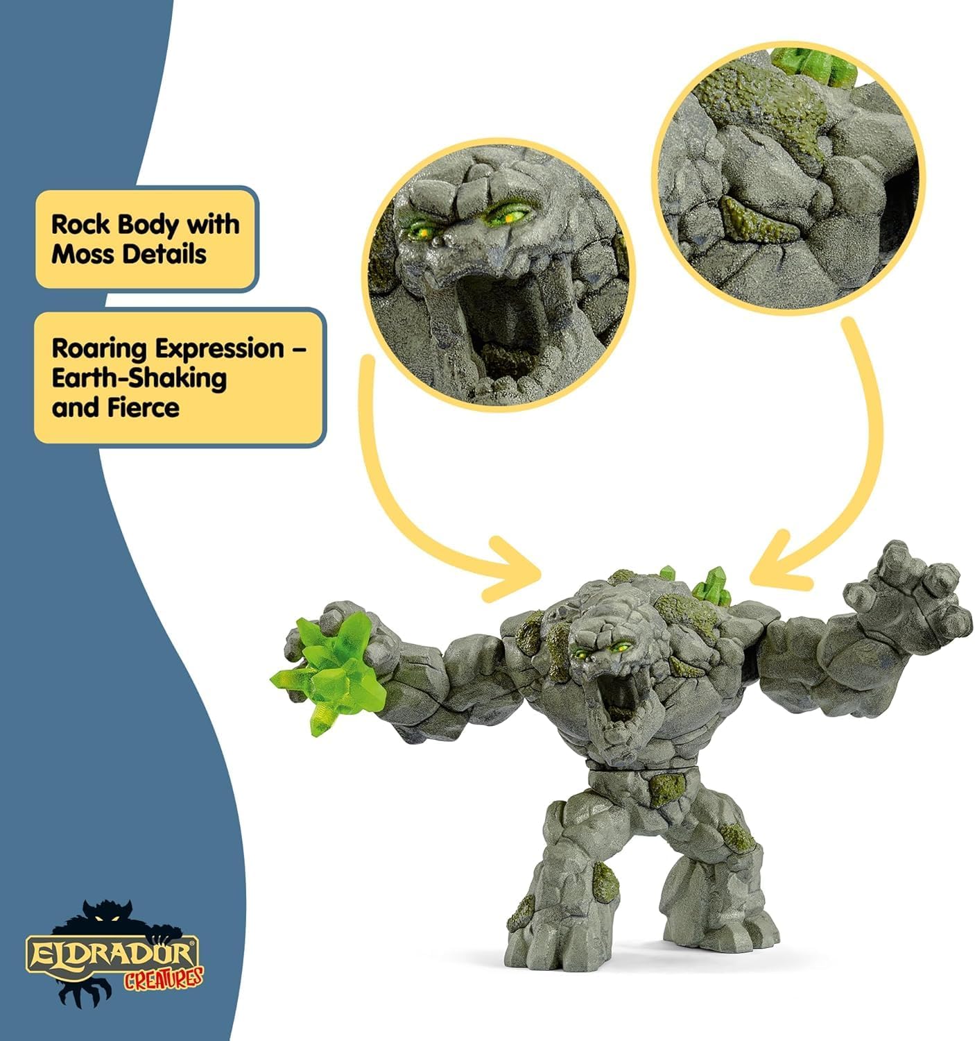 Schleich Eldrador Creatures - 8" Stone Monster Toy with Crystal Set - Cool Movable Monster Action Figure for Boys and Girls - Fantasy Giant Rock Beast Figurine - Fun Scary Toys - Kids Ages 7+ | 70141