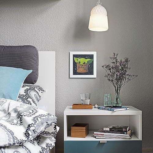 Miniatura 4 de AllWenTo Kit de pintura de diamantes 5D para niños con marco de madera, pintura de diamantes de anime, fácil y pequeña, pintura de gemas de arte de