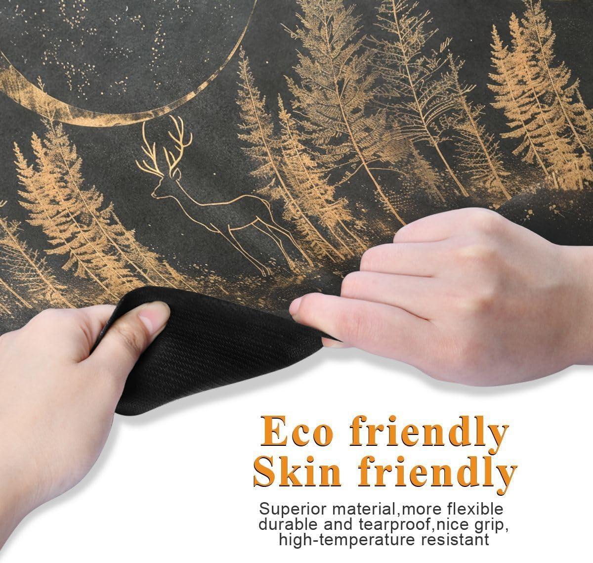ALAZA Moon Deer in Forest on Black Yoga Mat Non Slip Fitness Exercise Mat, Workout Mat for Yoga, Pilates and Floor Exercises