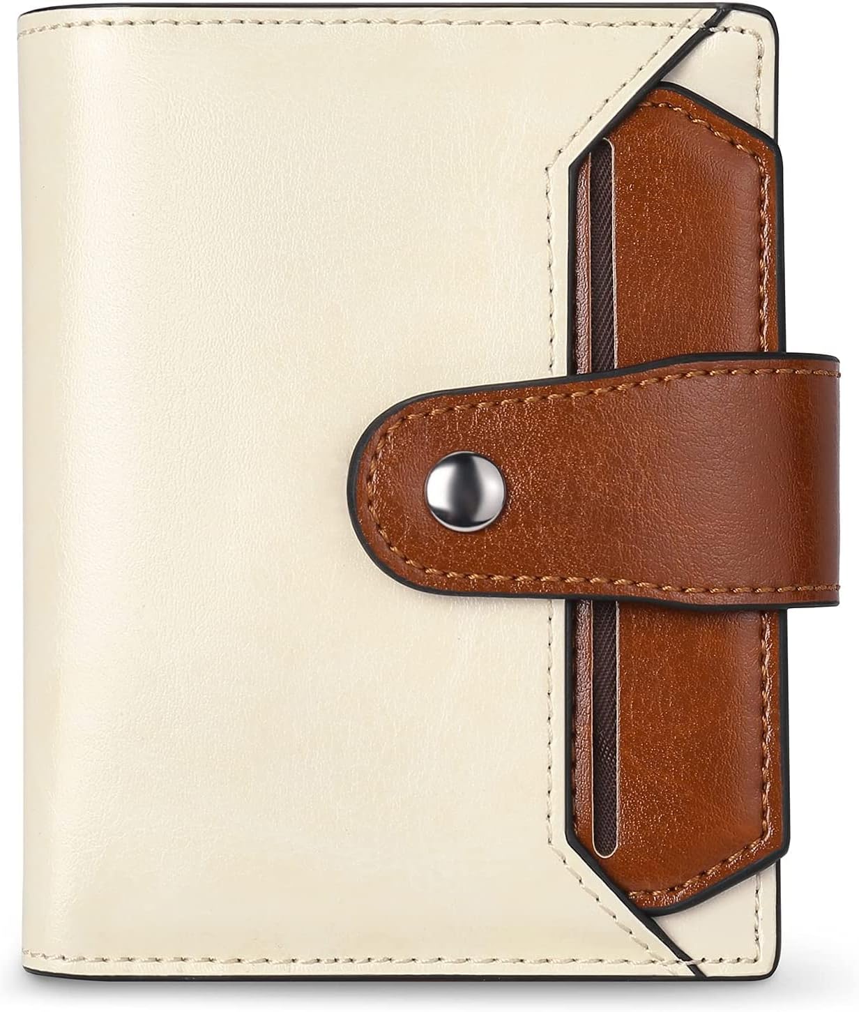 BROMEN Leather Laptop Backpack for Women 15.6 inch Computer Backpack College Travel Daypack Bag with Small Wallet