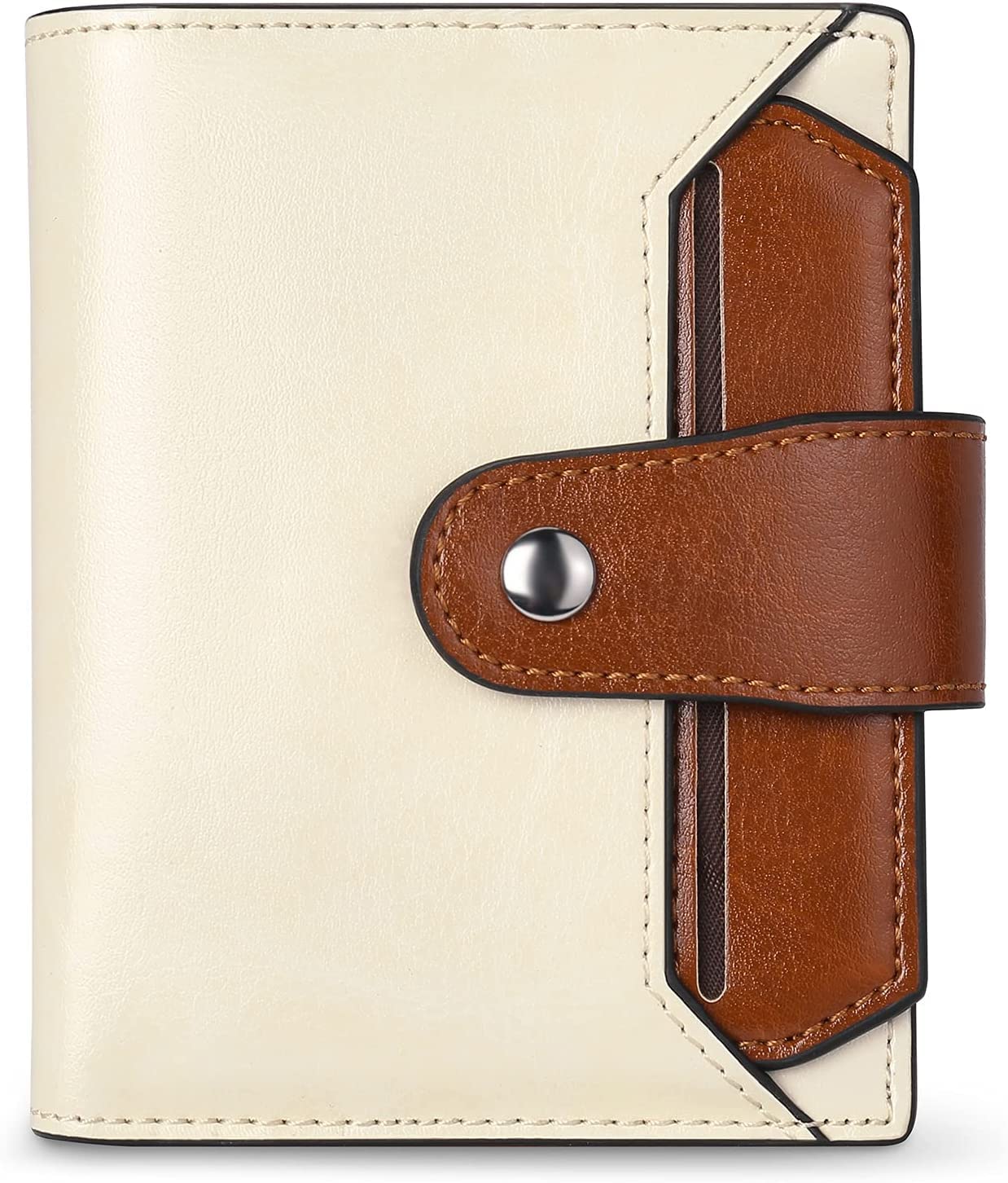 BROMEN Leather Laptop Backpack for Women 15.6 inch Computer Backpack College Travel Daypack Bag with Small Wallet