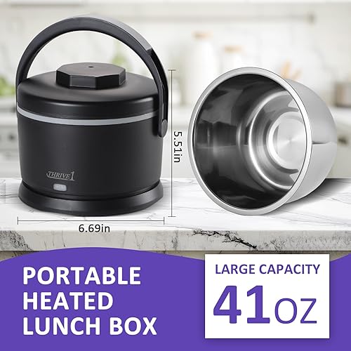 Miniatura 2 de Fiambrera eléctrica para adultos, 40 onzas, calentador de alimentos portátil de 12 V24 V110 V220 V, lonchera térmica para el trabajo, oficina,