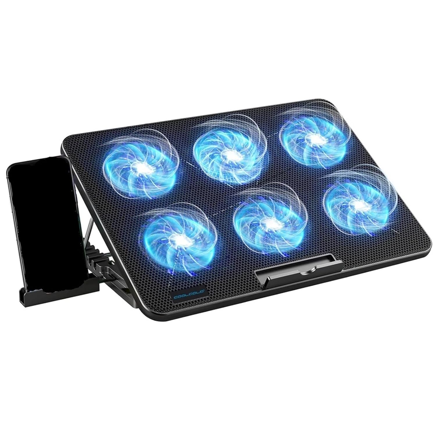 互換性があります15.6～17.3インチのノートパソコン6つの静音ファン付き冷却パッド、高さと風速を調節可能、携帯電話ホルダー付き