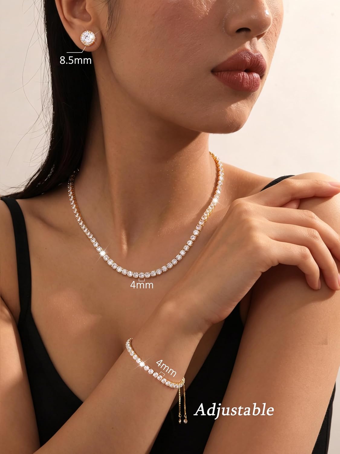 Jstyle 925 Sterling Silver Jewelry Set for Women Tennis Necklace Bracelet
