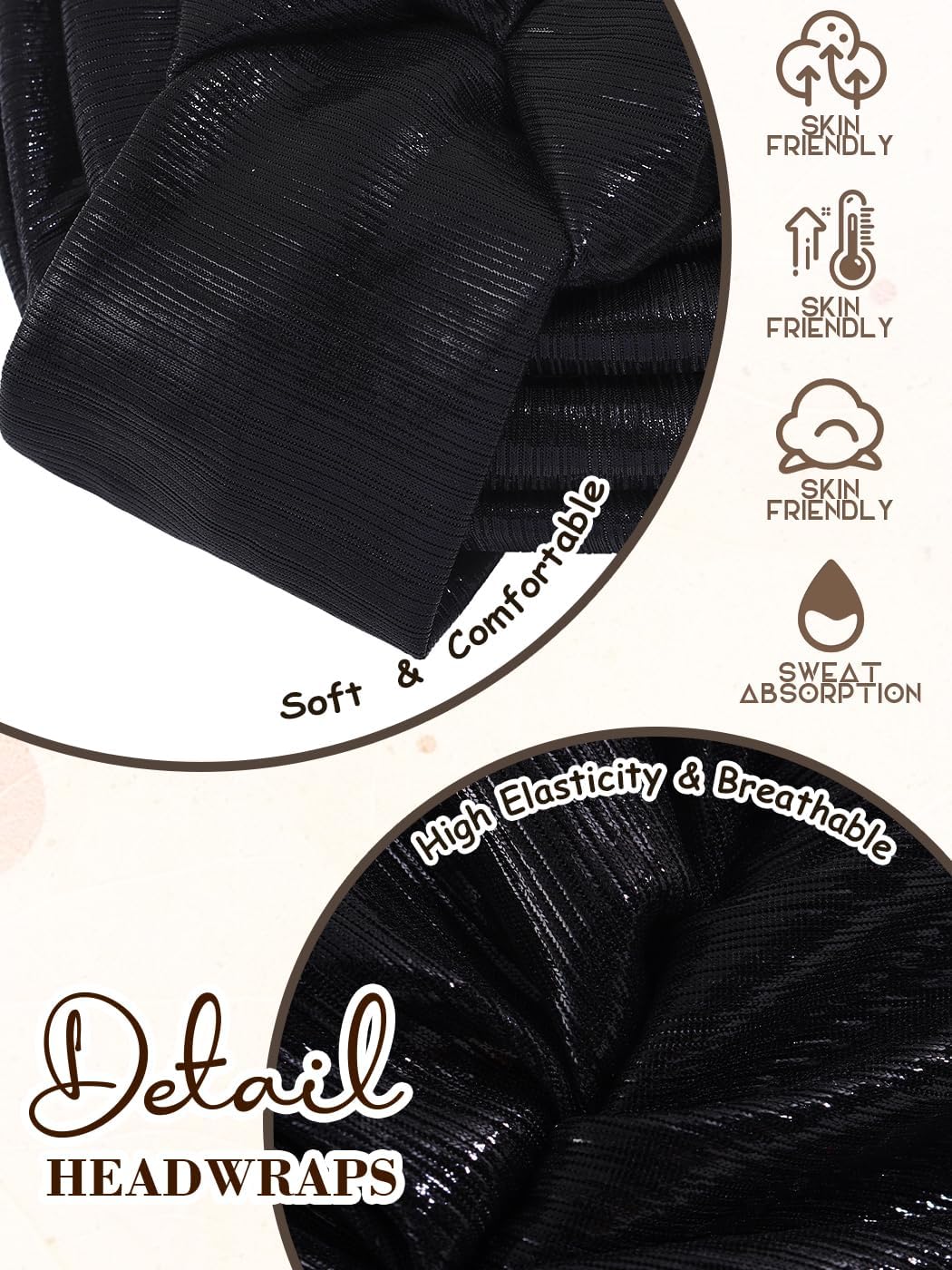 Woeoe Women Auto Gele Headwraps Gold Flower African Turban Pre Tied Beanie Caps Headwear - Image 6