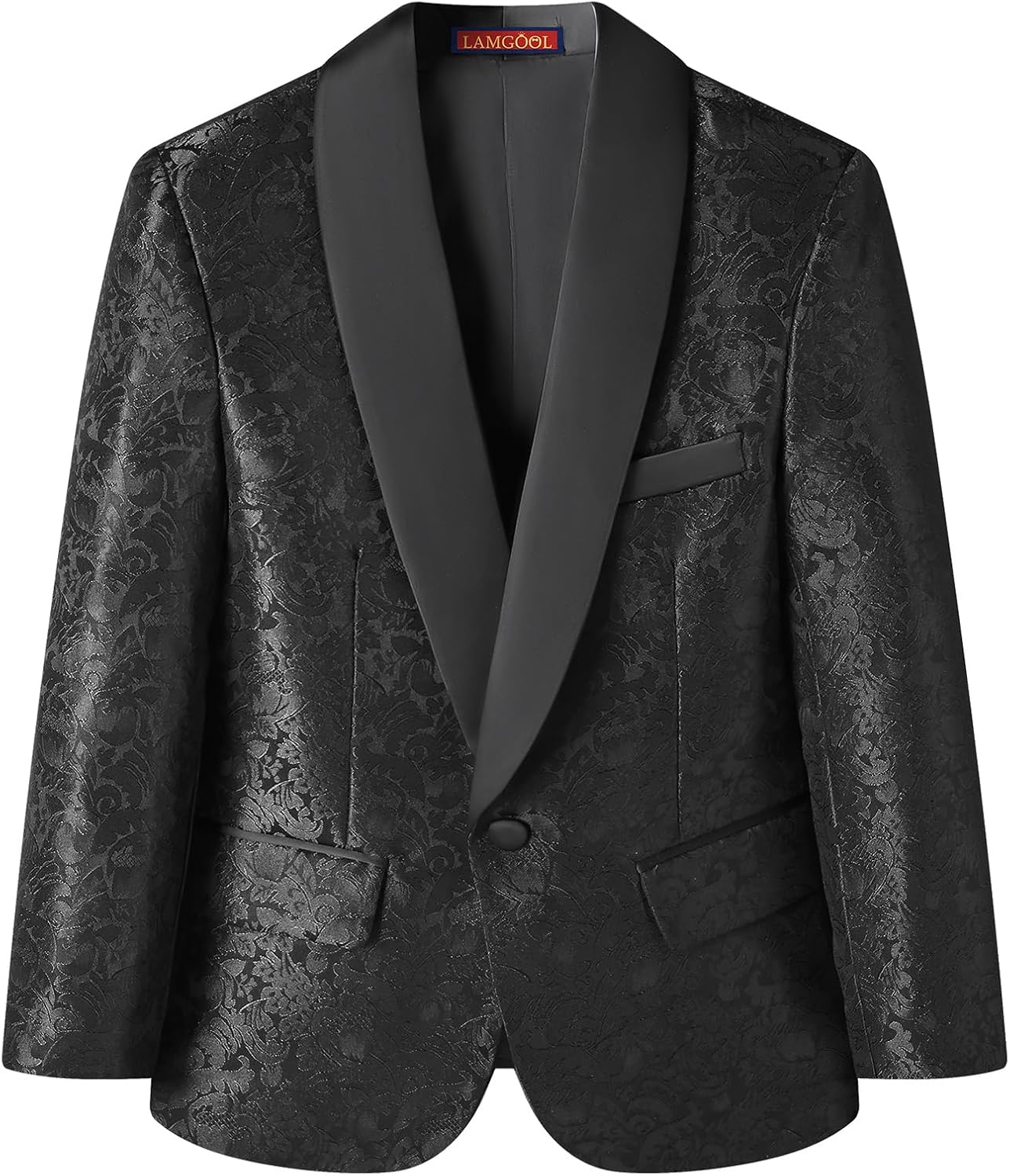 Lamgool Boys Suit 3 Pieces Slim Fit Tuxedo Formal Set with Floral Jacquard Jacket Pant Vest for Wedding Prom Party Size 4-16Y - Image 3