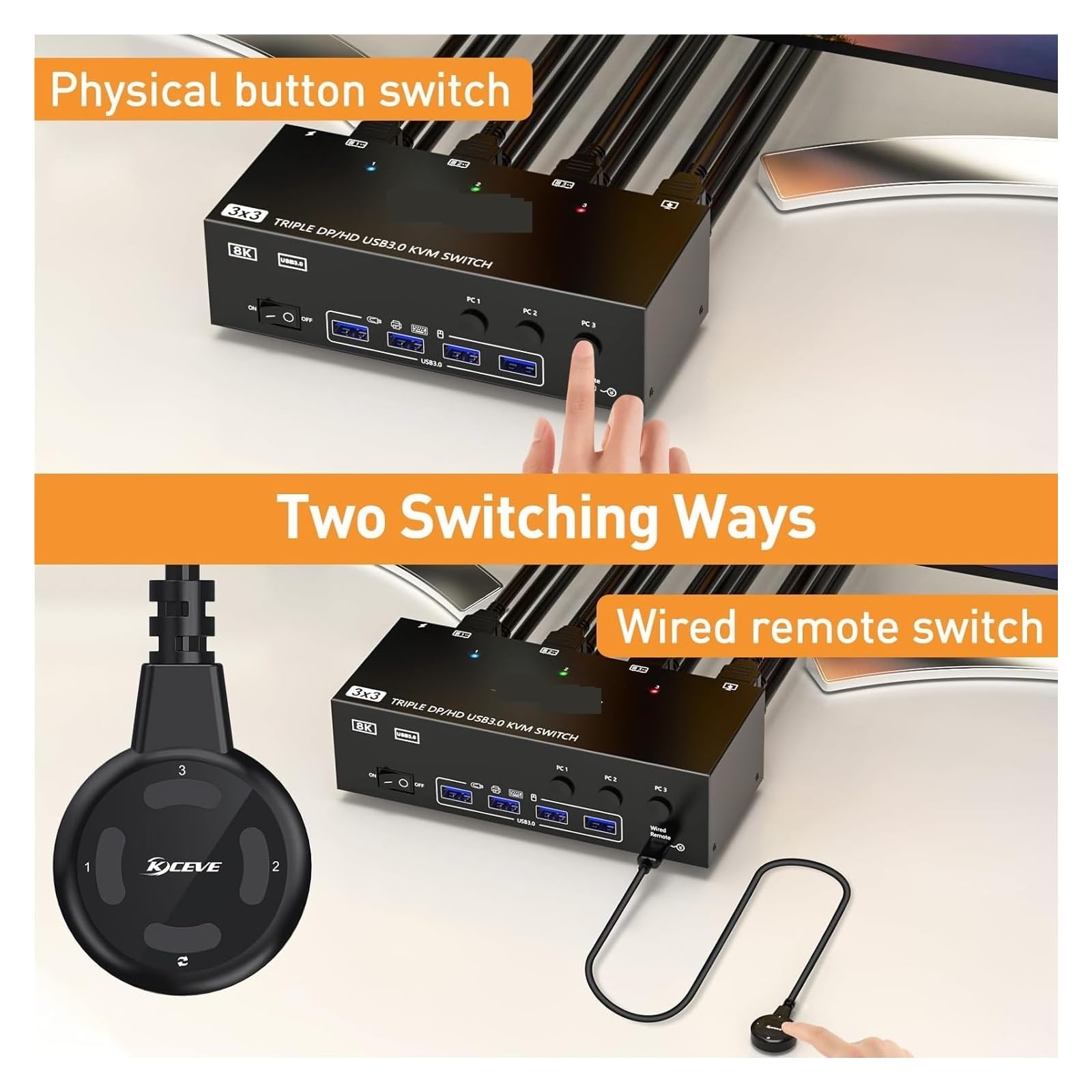 Amazon.co.jp: KVMスイッチ 3台のコンピュータ 3台のモニター +