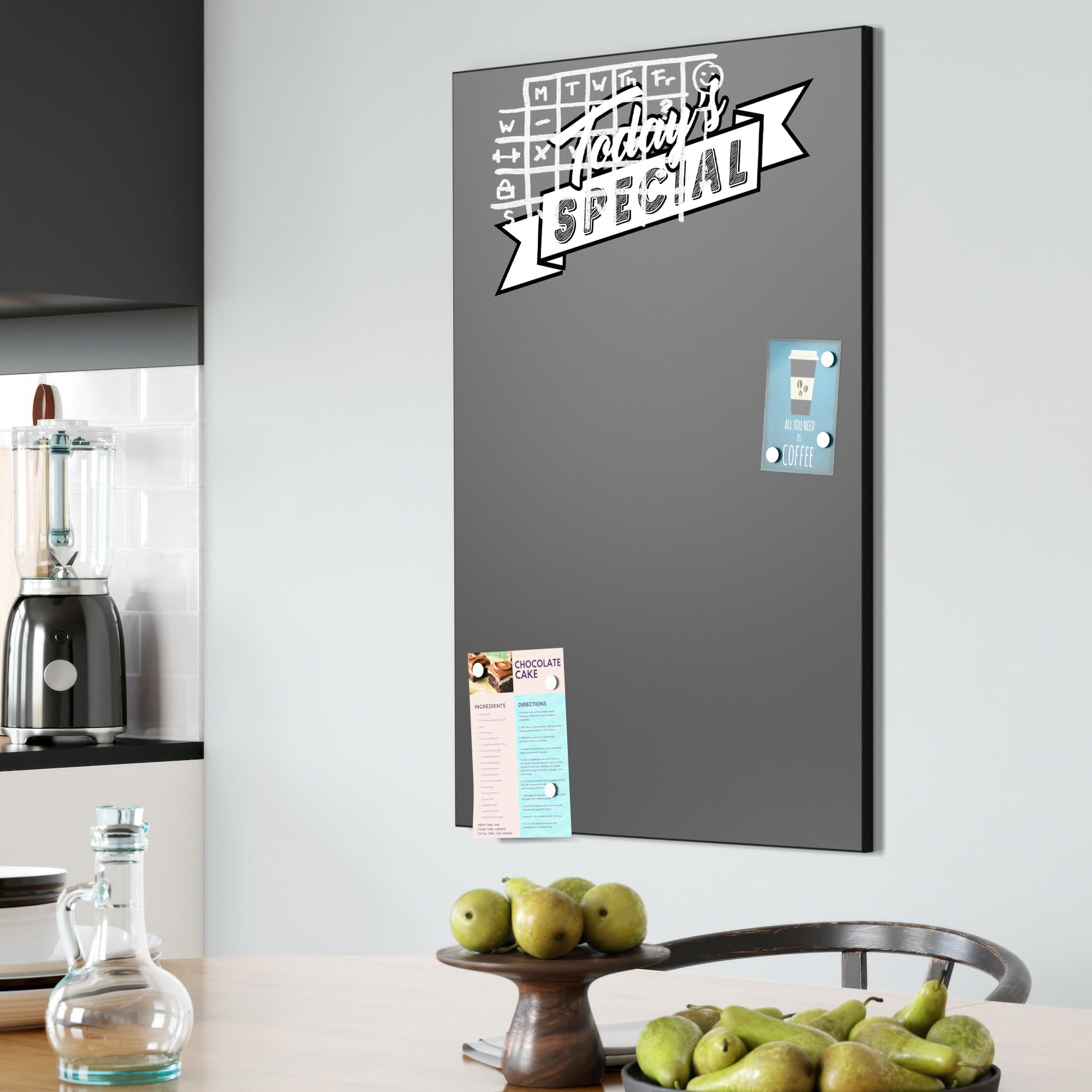 DEQORI Pizarra magnética con impresión UV | diseño "Oferta de pizarra retro" | diseño rectangular 60 x 90 cm | tiza pizarra metálica se puede escribir – Decoración de pared para cocina, pasillo