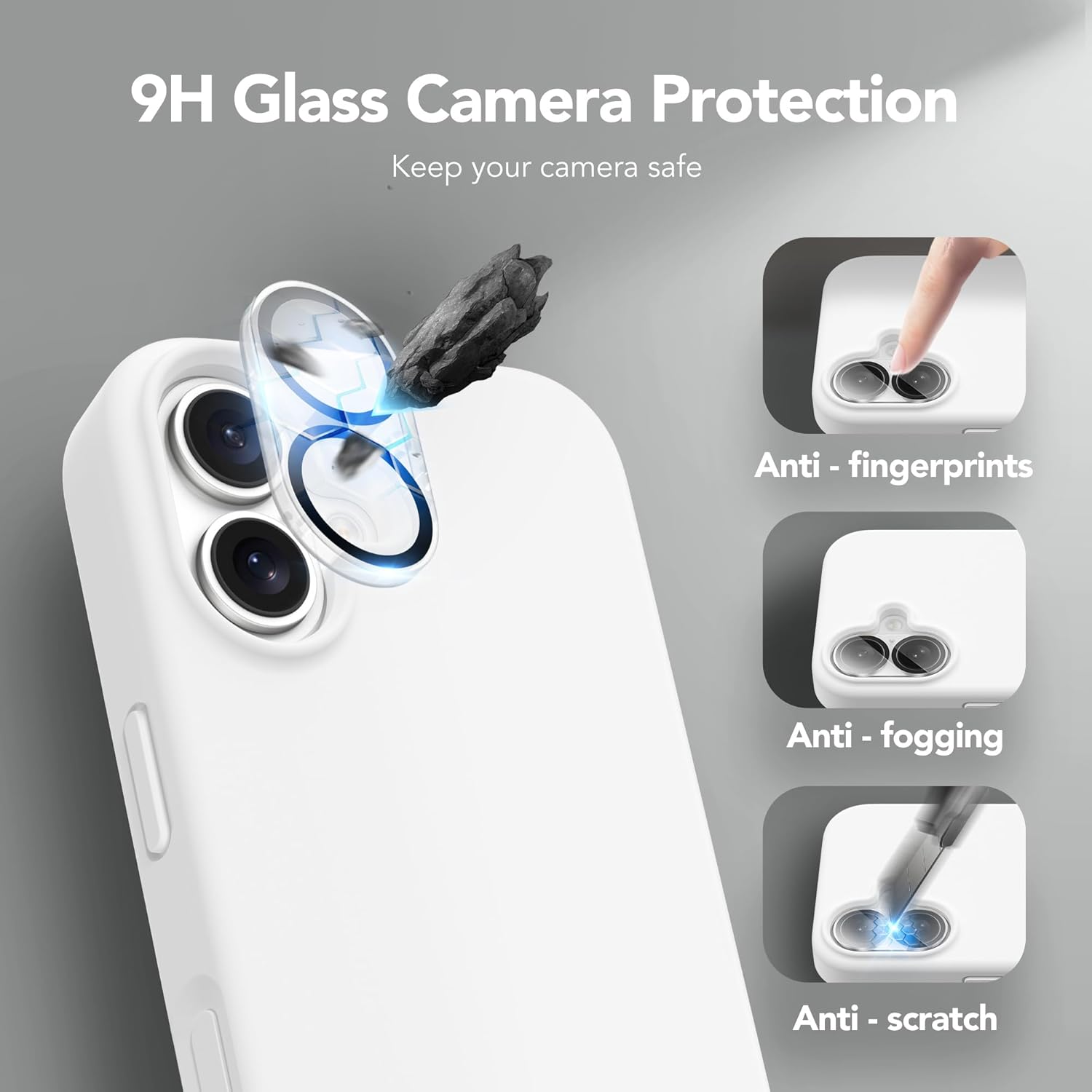 GONEZ Magnetic for iPhone 16 Case, Compatible with MagSafe, [Screen Protector + Camera Lens Protector], Liquid Silicone Shockproof Protective Phone Case for iPhone 16 6.1", White - Image 8