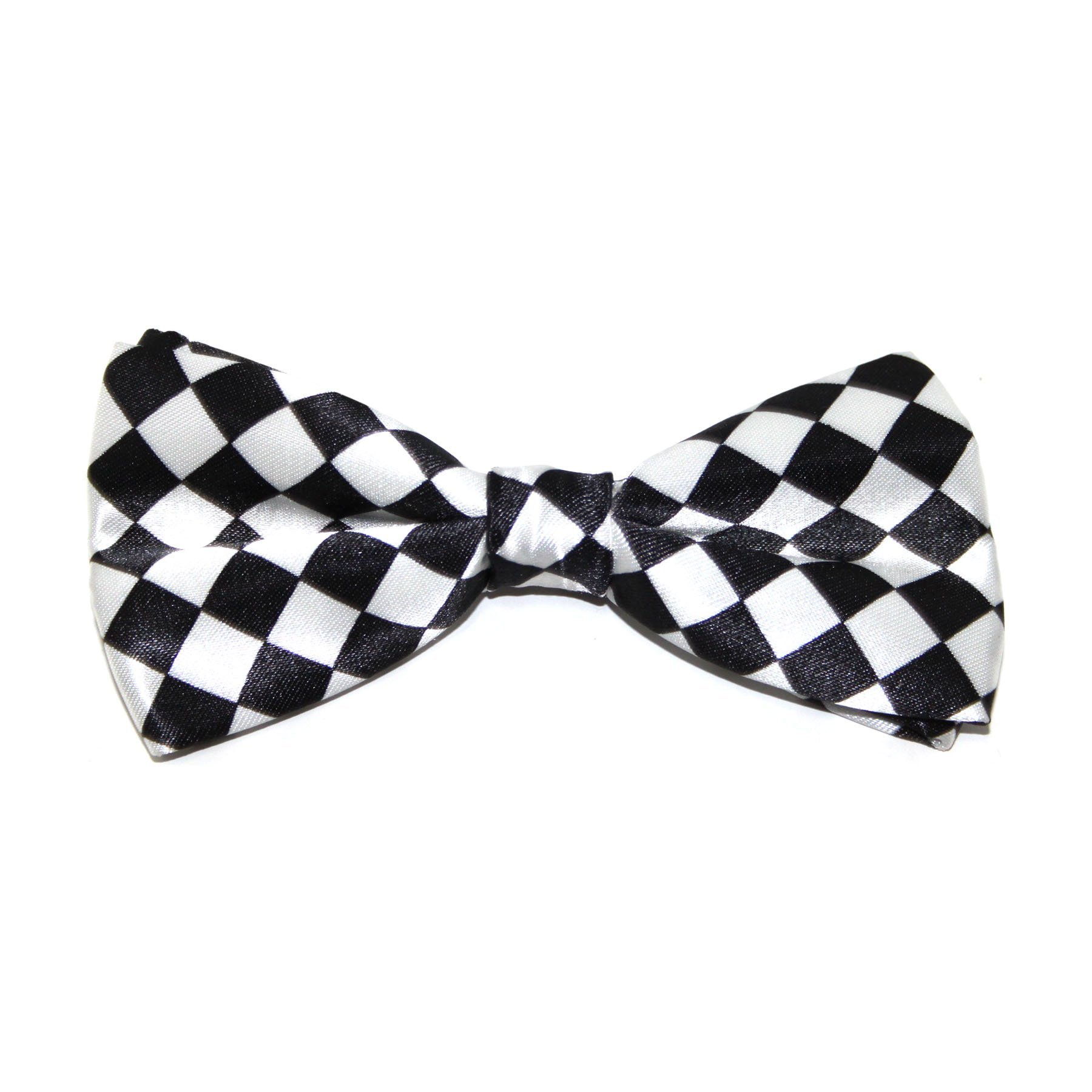 Robelli Men's Black/White Check Novelty Satin Bow Tie – Variety Of Designs Available ()