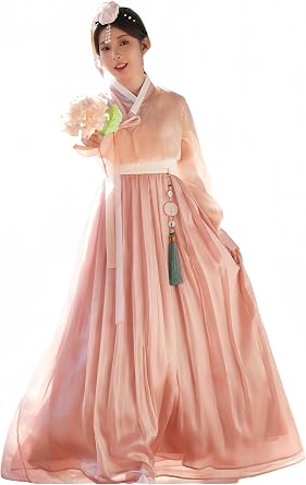 Korean Womens Traditional Long Sleeve Classic Hanbok Dresses Womens, Korean Wedding Dancewear 3 Pcs