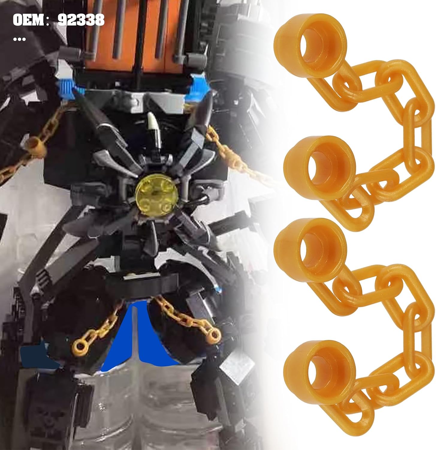 OTOTEC 20pcs 5-Link Chain 92338 Compatible with LE GO Construction Model Gold image 2
