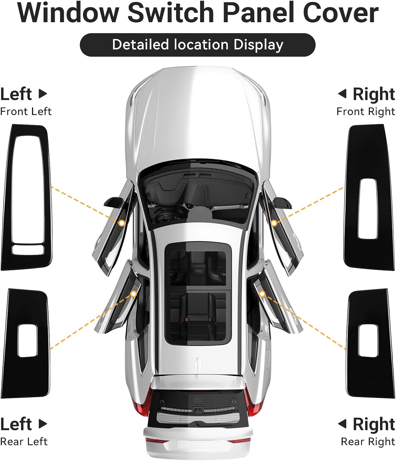 Hellet 4PCS Door Window Control Panel Cover Trim for Kia 2020-2025 Telluride Accessories Black Stainless Steel Material Window Switch Protection