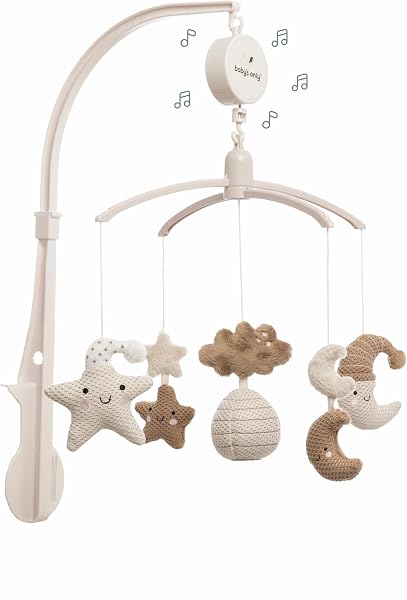 Baby's Only - Mobile musical Baby Heaven - Avec figurines tricotées - Boîte à musique bébé - Facile à installer - Mobile bébé avec musique - Pour garçons et filles - Clay/Warm Linen - 1