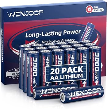 AA Lithium Batteries 3800mAh 20 Pack, 1.5V Lithium Metal, Non-Rechargeable