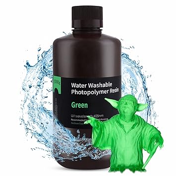 ELEGOO Water Washable 3D Printer Resin, Rapid LCD Resin 405nm UV-Curing Standard Photopolymer Resin for LCD 3D Printing Clear Green 1000G
