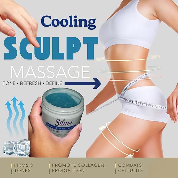 SILUET Cryo Cold Gel Refreshing Body Gel with Herbal Extracts Cooling & Firming Sensation 16 oz Jar