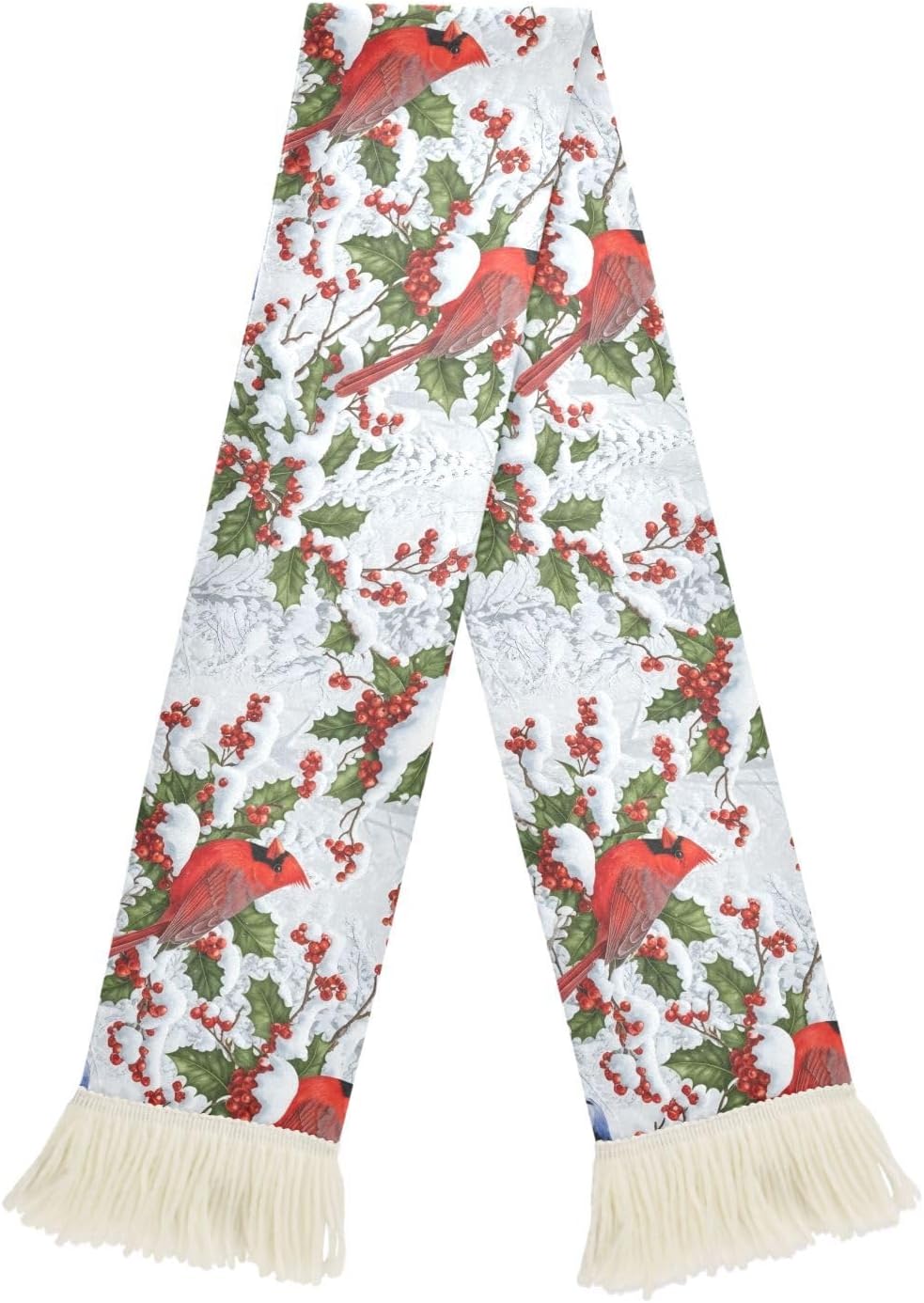 CHIFIGNO Winter Snow Red Birds Sports Fan Scarf, Soft Polyester Cheering Towel for Soccer Games, Quick Dry Sweat Wipe Rally Scarf