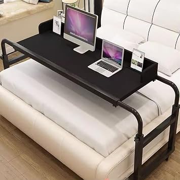 Rolling Medical Table, Portable Desk with Wheels, Standing Workstation, Laptop Cart, Overbed Desk, Height Adjustable Food Tray Desk, Rolling Medical Table Color Black