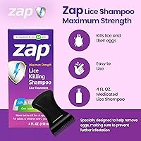 Vista 2 de Zap Champú para piojos extra fuerte - Kit de piojos peine incluido 4 onzas líquidas.