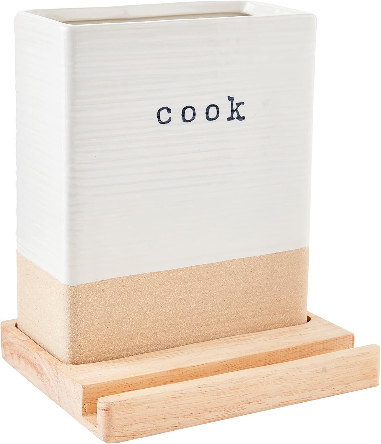 Mud Pie Cookbook & Utensil Caddy, 6.5" x 7.5", Brown