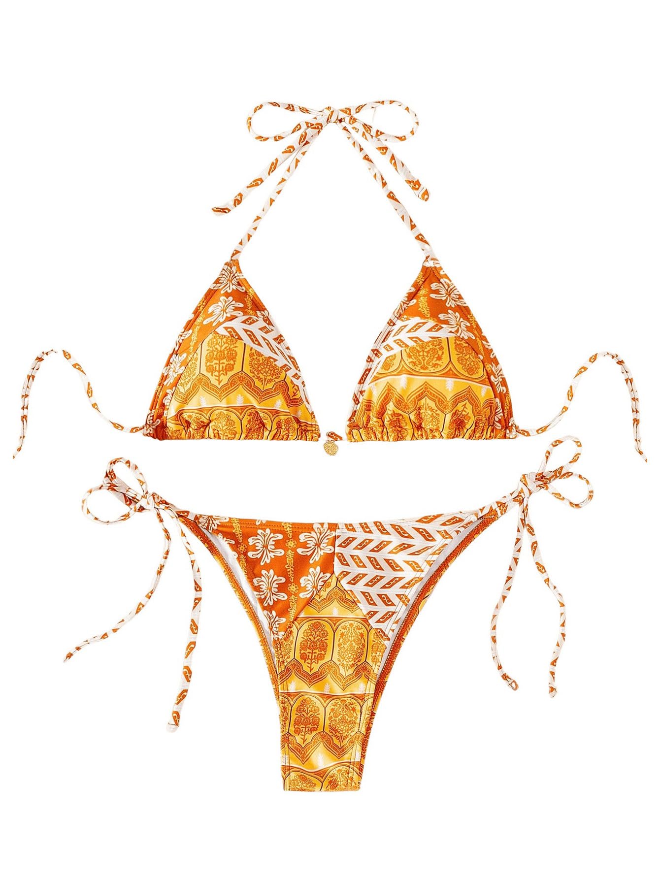 SOLY HUX Women's Bikini Sets High Waisted Bathing Suits Two Piece Swimsuits Sexy Triangle Halter Bikinis