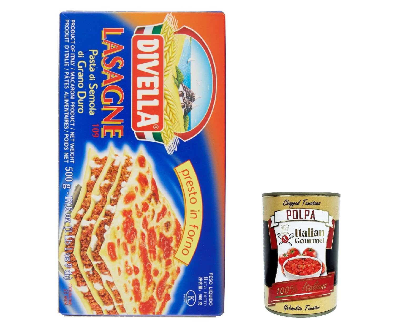 Italian Gourmet Lasagne Pasta n.109, Hartweizengrieß Nudeln 12 x 500g
