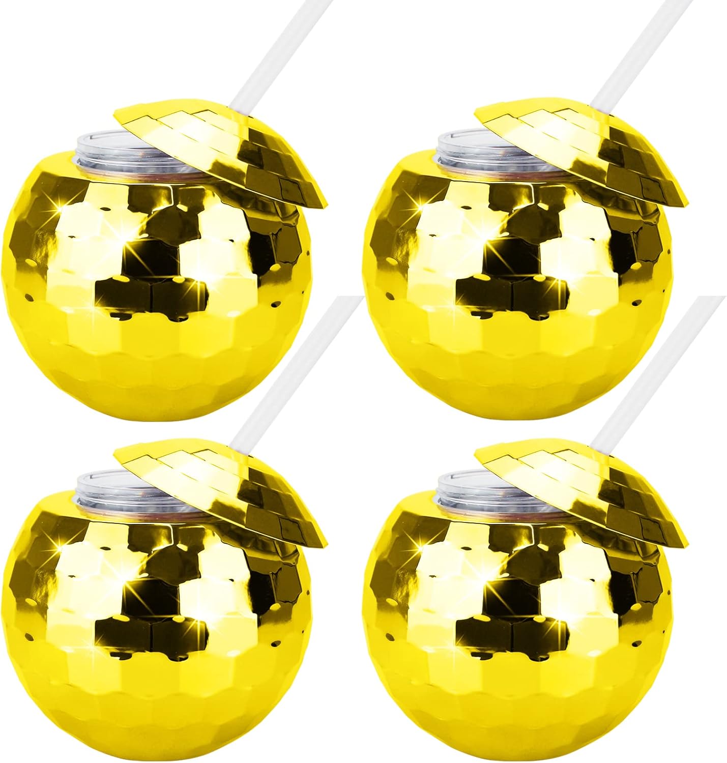 Xlong 4 Pack Gold Disco Ball Cup,20 Oz Reusable Plastic