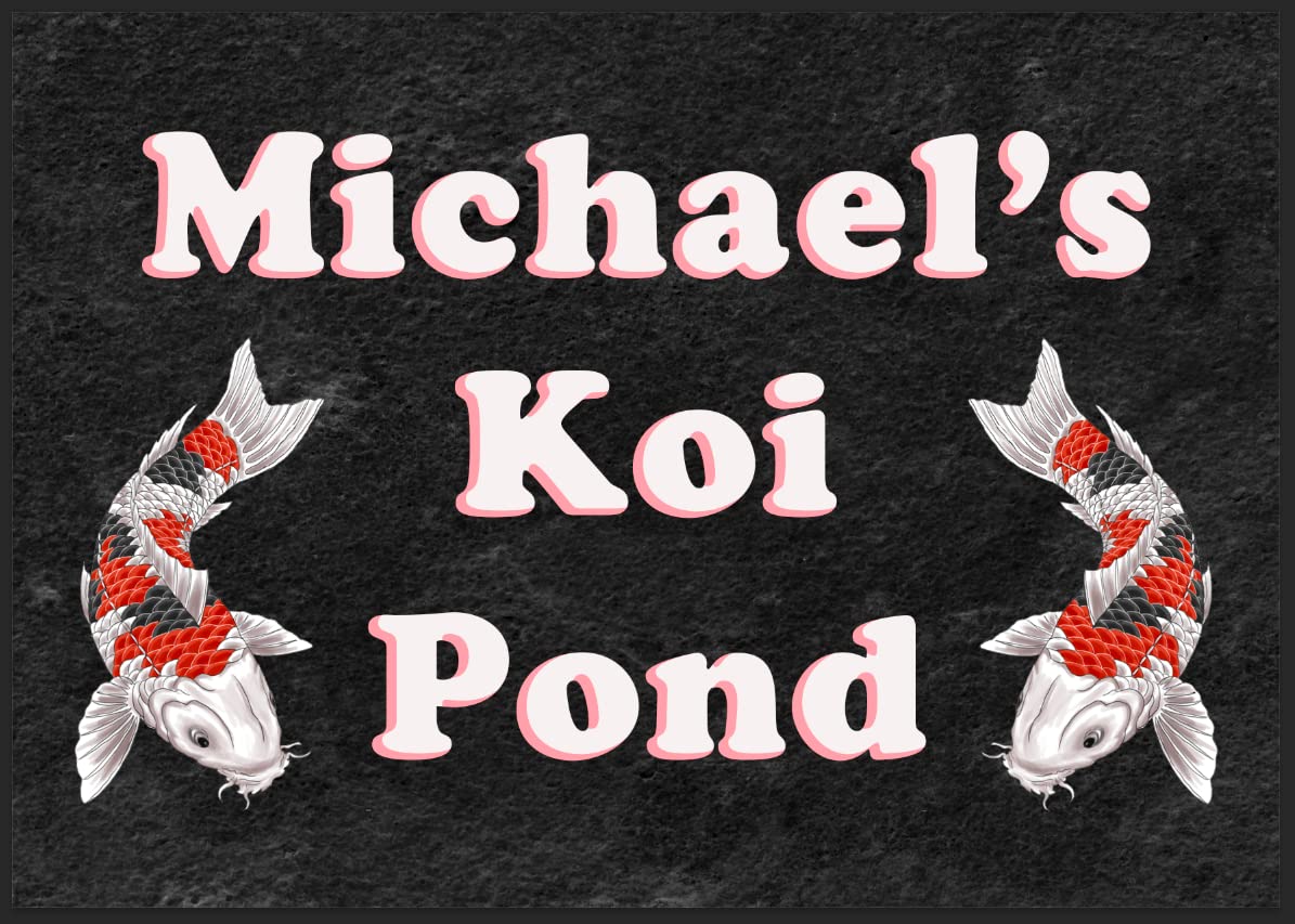 Personalised Pond koi carp Sign Metal Sign Weatherproof Garden Patio Home Gift (A5 (200x150mm) Approx)