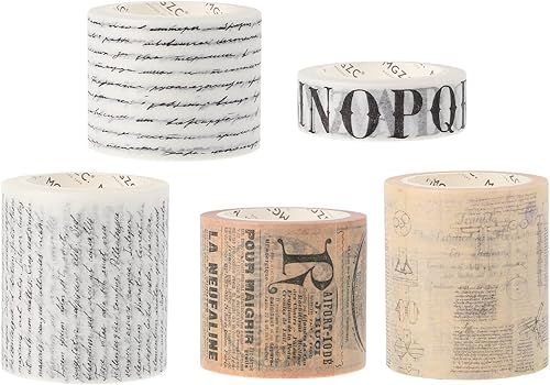 EXCEART 5 rollos de cinta washi vintage japonesa, decorativa, para manualidades, manualidades, manualidades, álbumes de recortes, planificadores