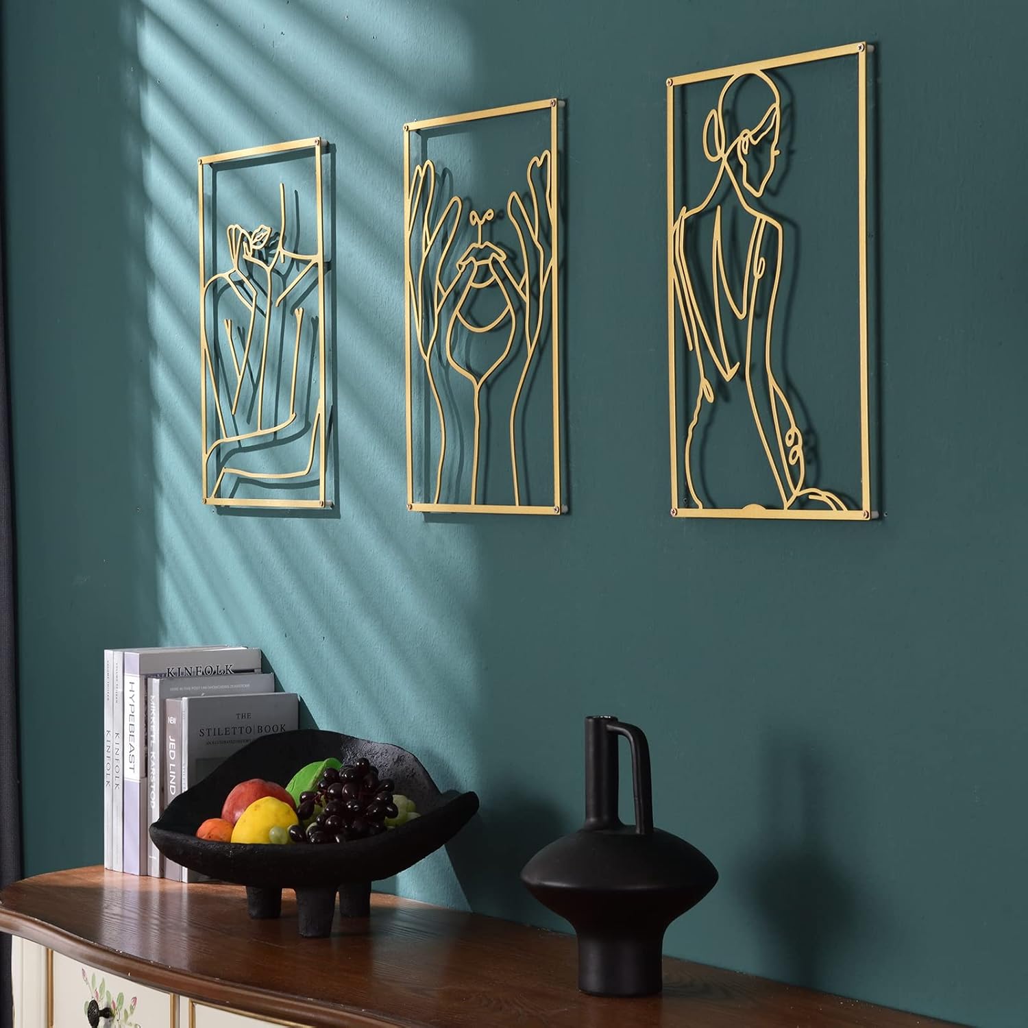 Buy Gold Wall Decor Set of 3, Real Metal Wall Art, Modern Gold Room