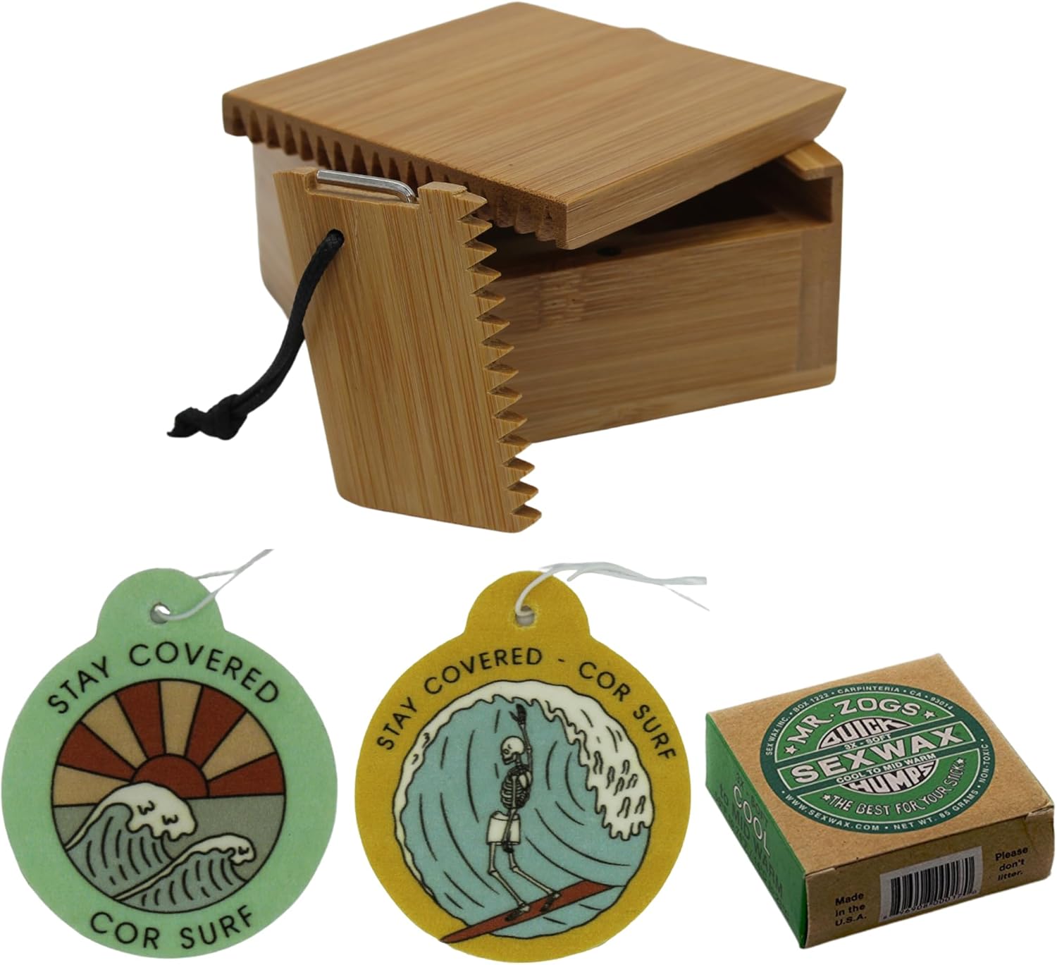 Bamboo Surfing Wax Box Holder with Surf Fin Allen Key