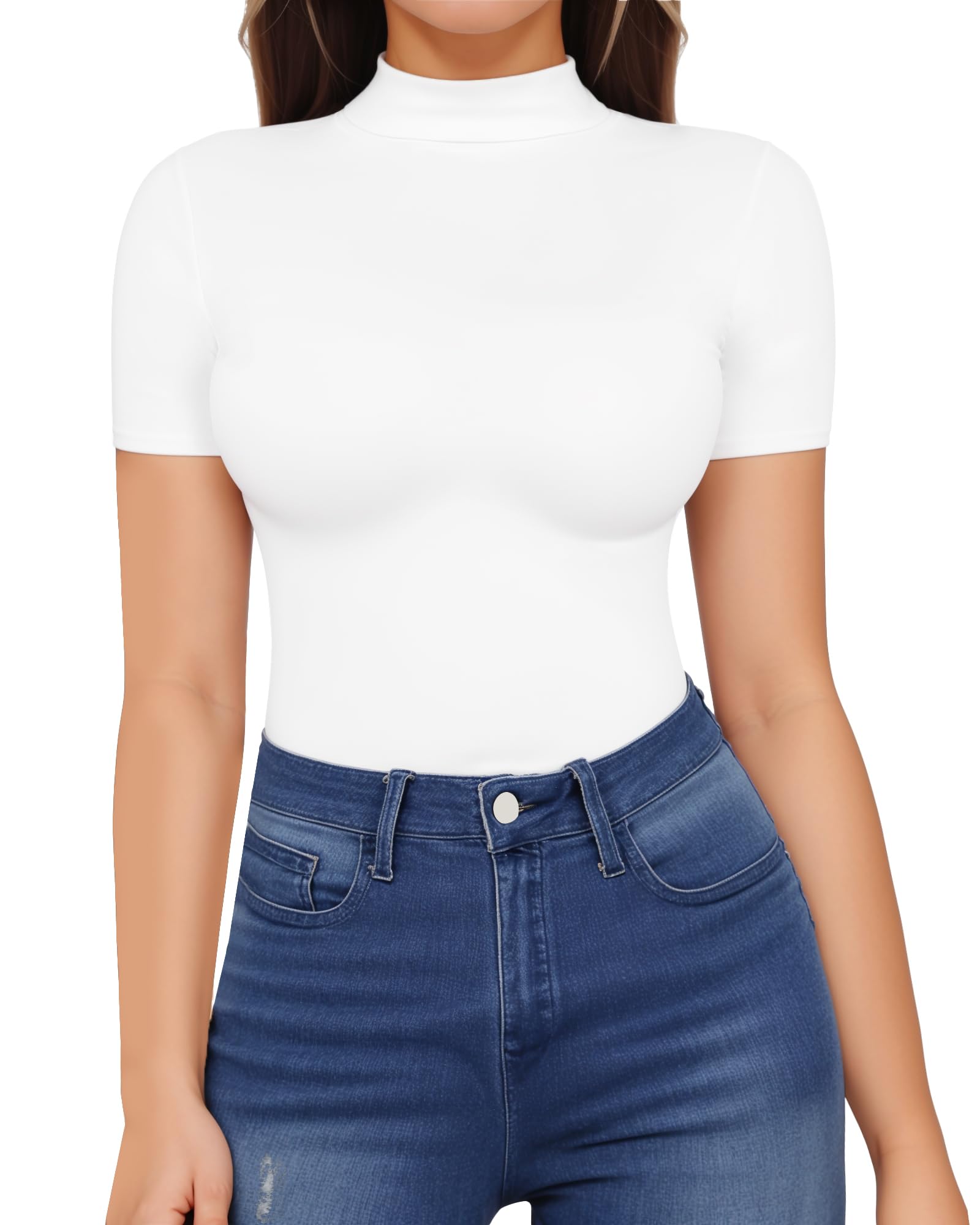 HERLOLLYCHIPS Womens Long Sleeve Tops Deep V Neck Cold Shoulder Tight Fitted Sexy Casual Fall Winter Tee T-Shirts