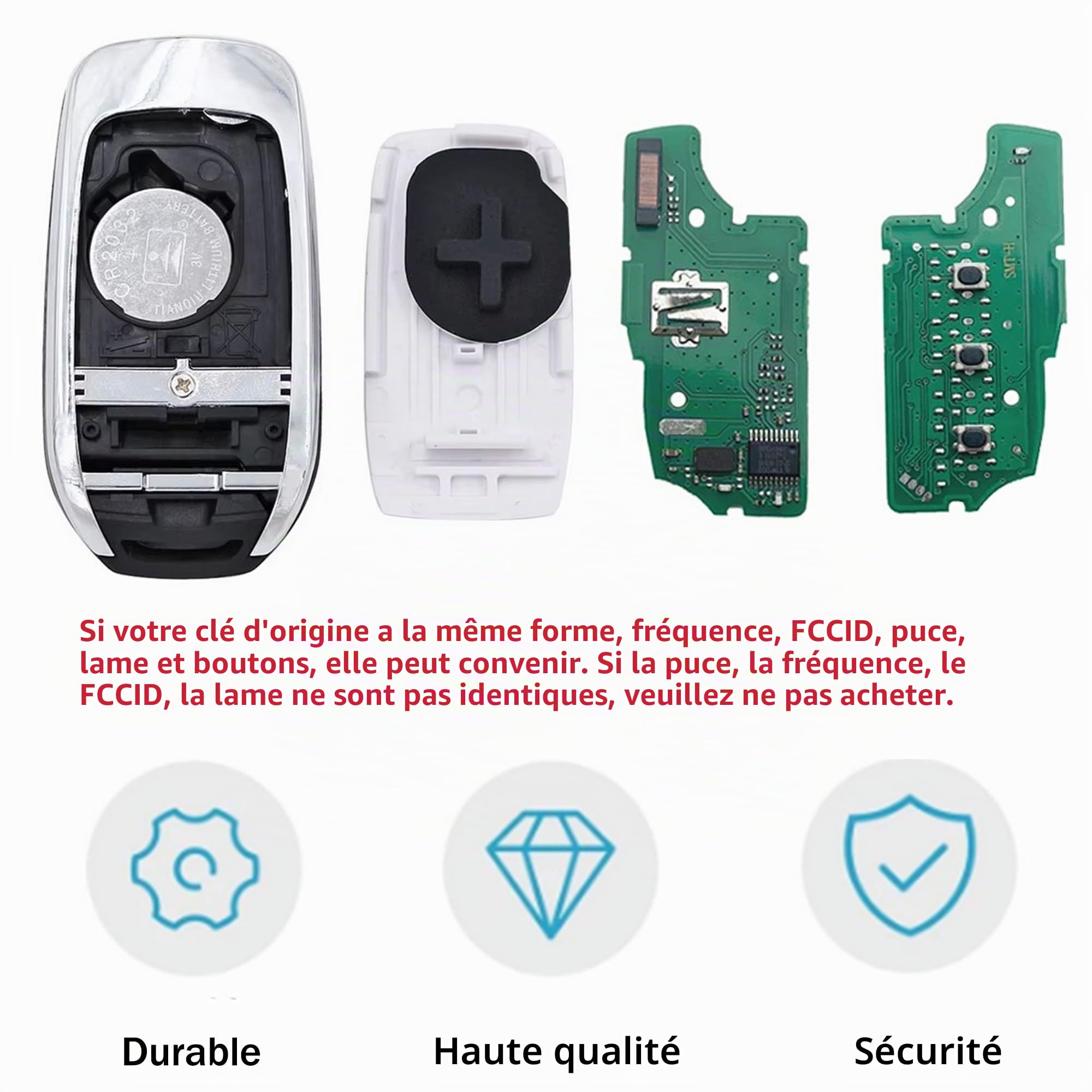 Heart Horse Coque de Clé Télécommande Pliable à 3 Boutons Clé de Rechange Télécommande pour Re Nault Symbol Kadjar Captur Megane 3, Boîtier Clef telecommande avec 433MHz 4A PCF7961MChip VA2 Lame