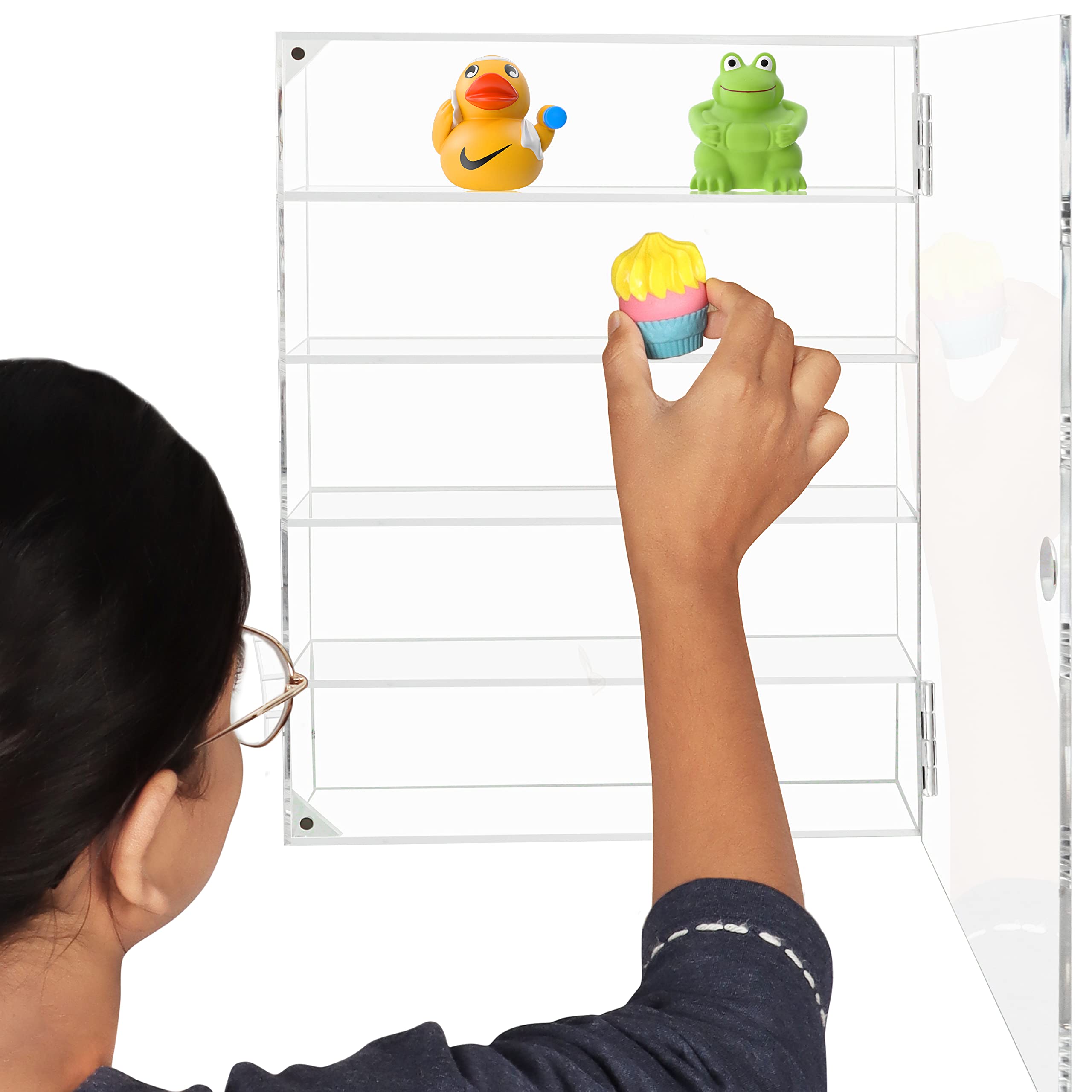 Belle Vous Vitrina Expositora para Colecciones con 5 Niveles de Acrílico Transparente - 27,5 x 7,5 x 35,7 cm - Estantes de Pared para Vasos de Chupitos, Figuras - Vitrinas para Colecciones de Rocas
