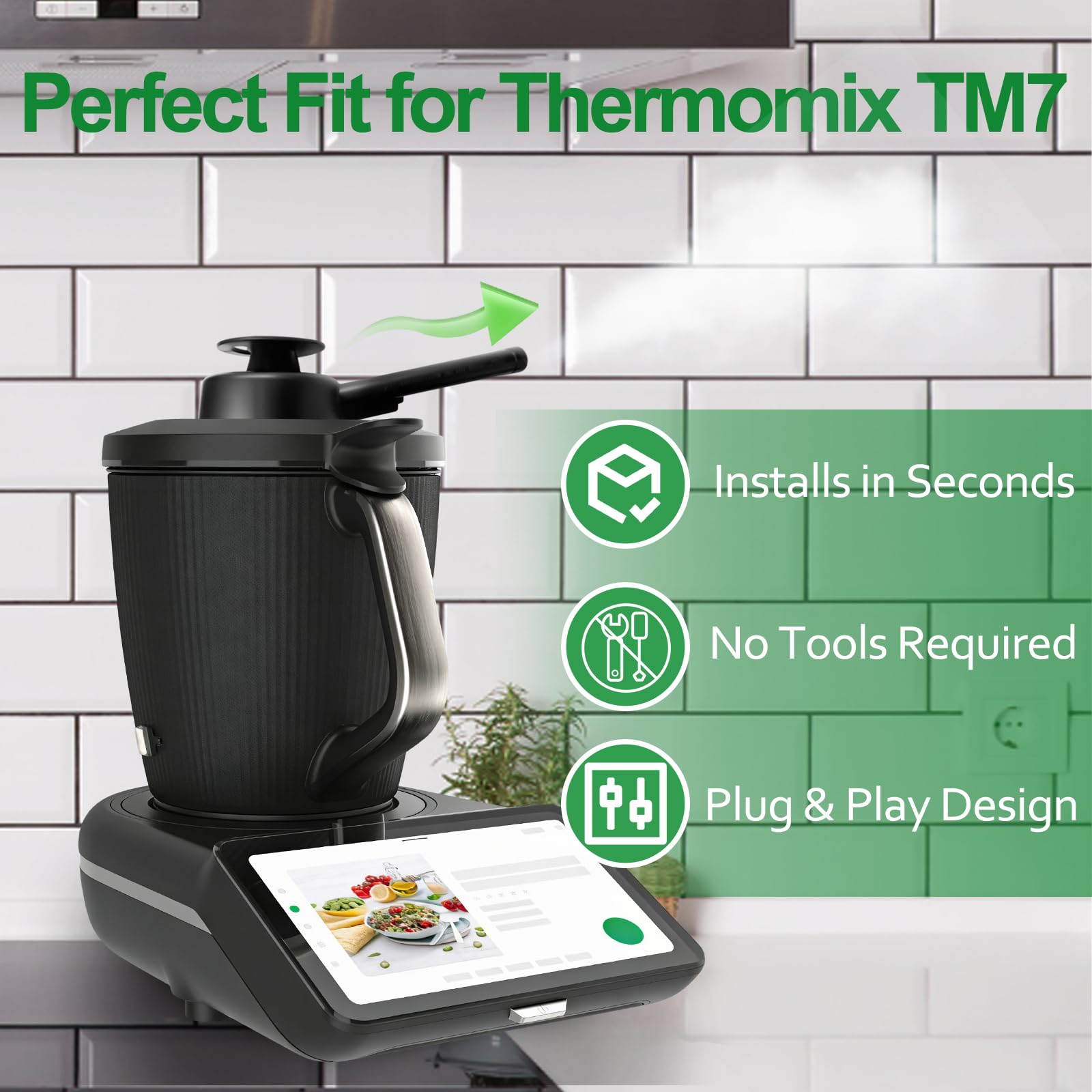 Convertitore di vapore per Bimby TM7 – Testa di vapore con protezione troppopieno, Vorwerk Bimby TM7 Accessori per la protezione dei mobili e protezione della cappa aspirante