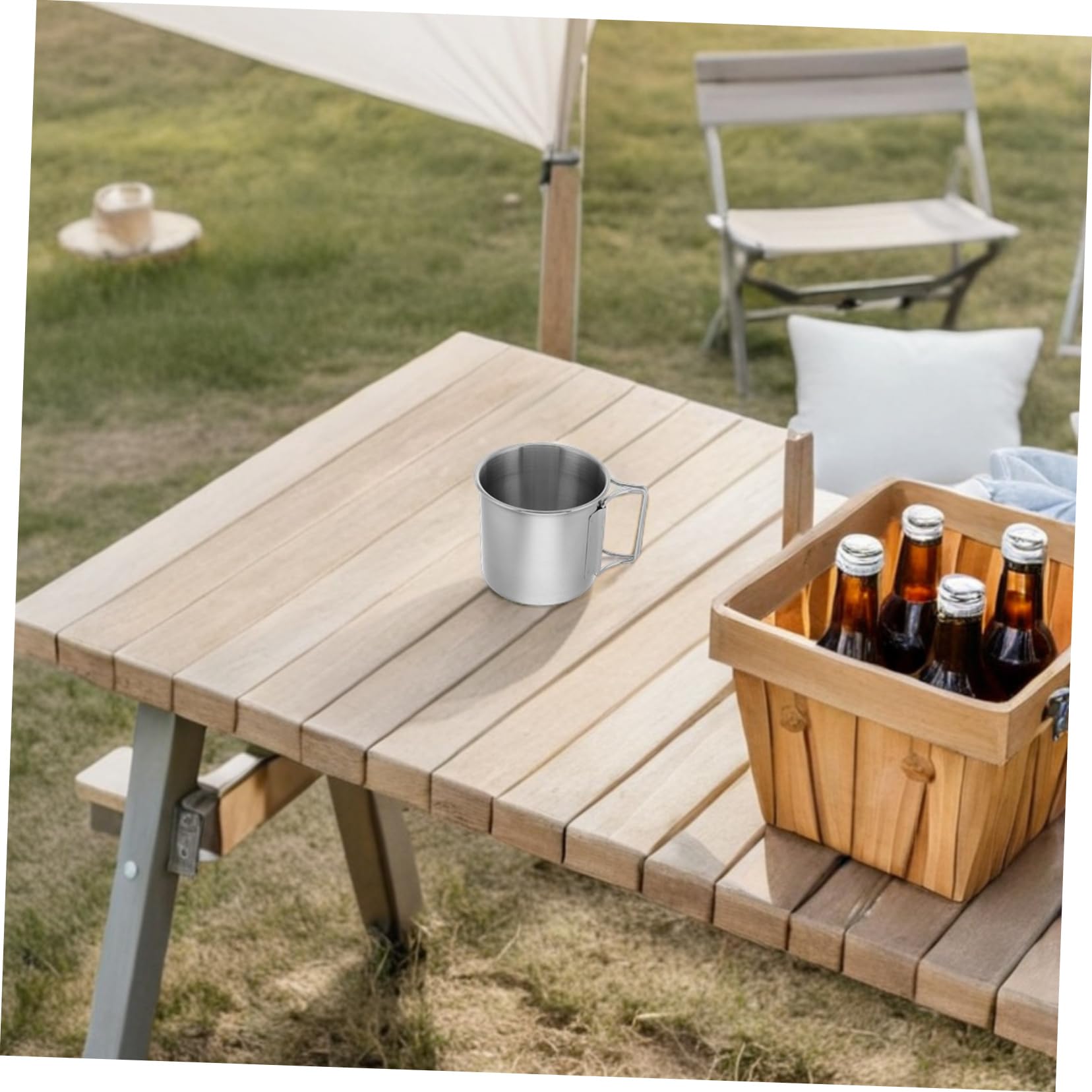 Toyvian 4stücke Klappbarer Edelstahlkaffeebecher Camping-becherset Mit Tragbarem Griff Reisebecher Für Wanderungen Und Multifunktionaler Wasserbecher Für Outdoor-aktivitäten