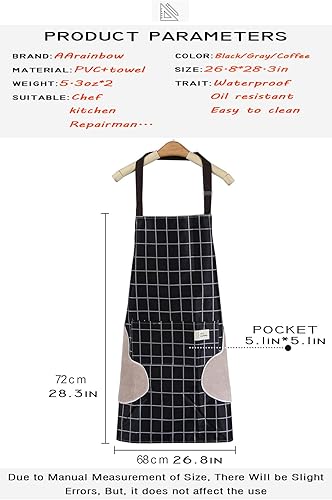 Miniatura 3 de AARainbow - Delantal impermeable ajustable para cocina y mujer con bolsillos y toallas para cocinar
