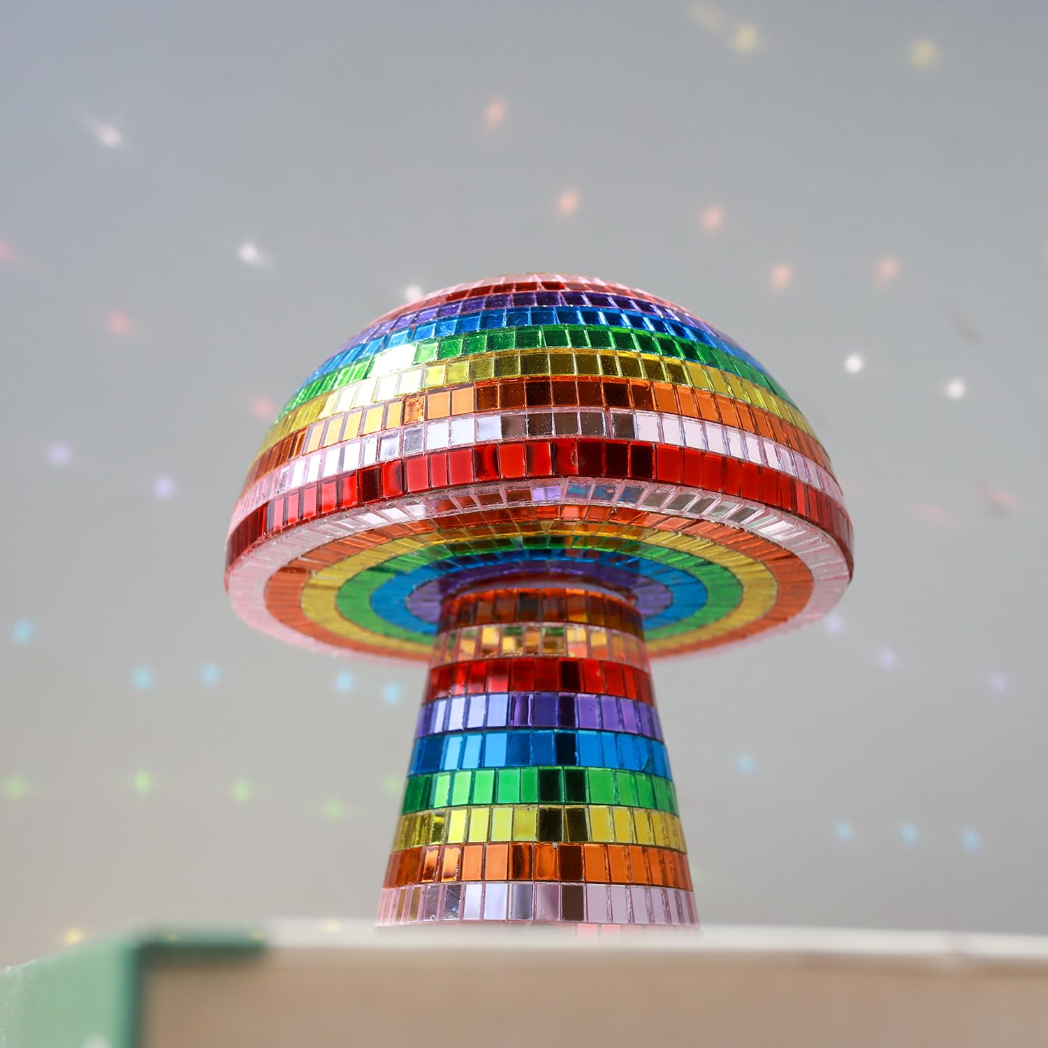 TUCAI Creative Disco Mushroom Ornament for Party, Table Decor Mirror Retro Handmade Disco Ball Mushroom Shape Home Art Decorations