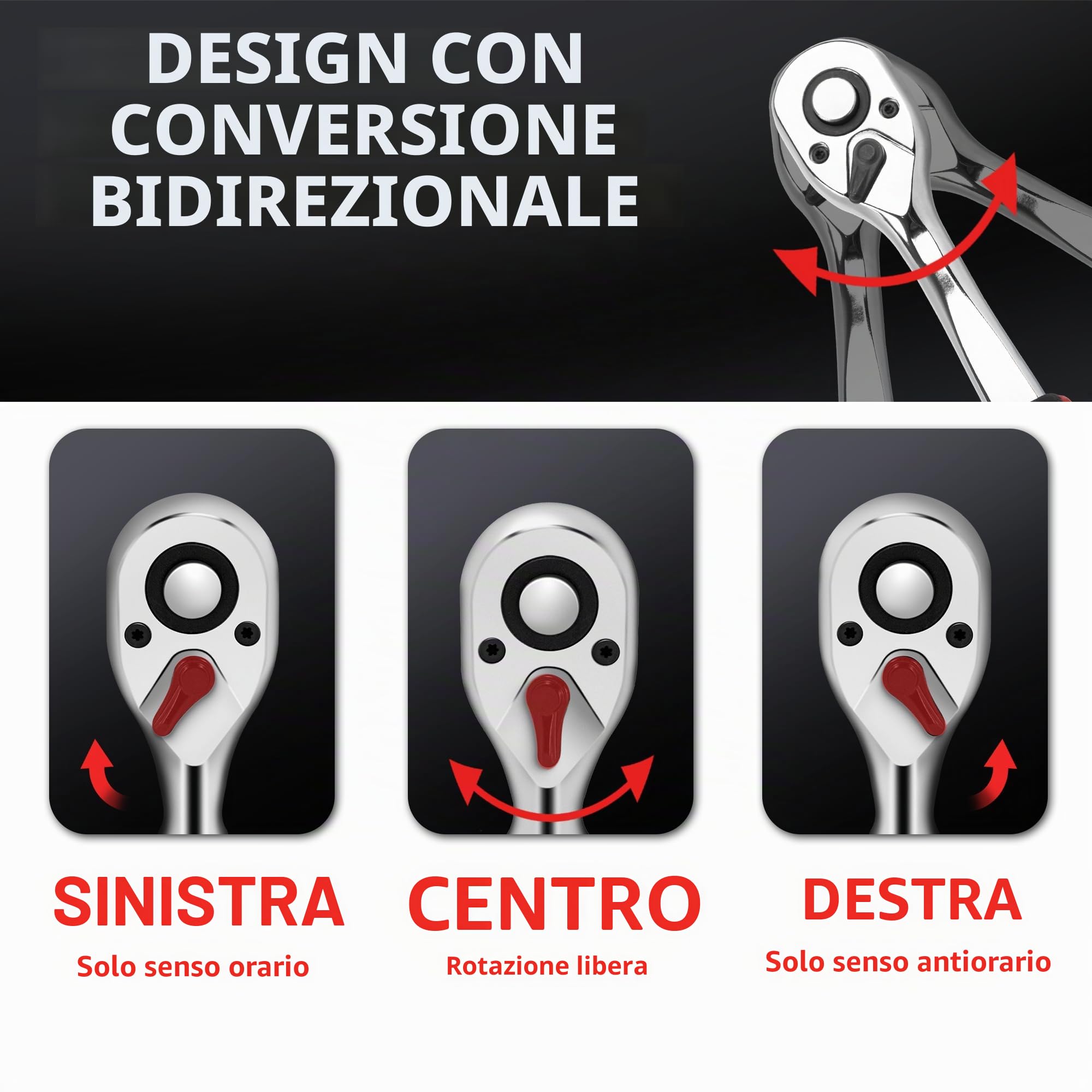 12 Pezzi Set di Chiavi a Bussola con Cricchetto da 3/8" 8 mm - 19mm Inserti Esagonali e Prolunga da 150mm Cricchetto Reversibile in Cr-V con Pulsante di Scatto