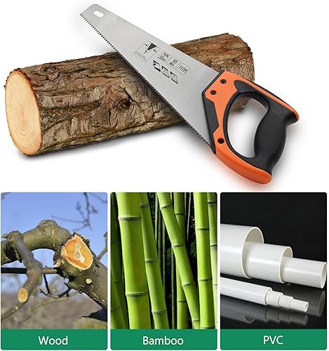 Miniatura 7 de Sierra de mano de madera de 14 pulgadas, sierra de mano universal 11 TPI mango ergonómico antideslizante sierra de madera a prueba de óxido